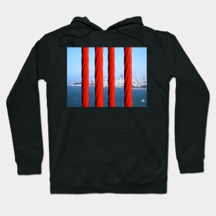 San Francisco from the Golden Gate Bridge, through the Steel Ropes. California 2009 Hoodie